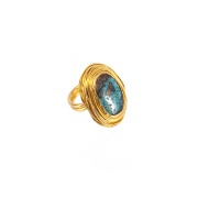 Oval Turquoise Swirl Ring