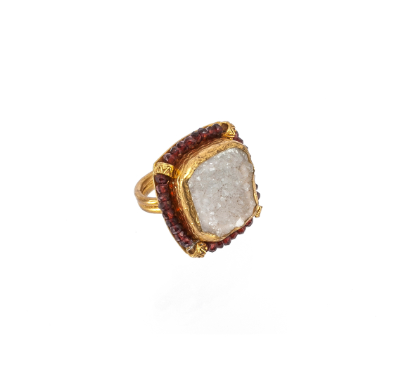 Garnet chalcedony ring